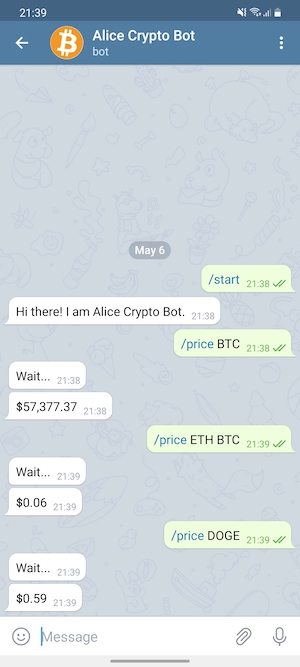 Alice Telegram Crypto Bot